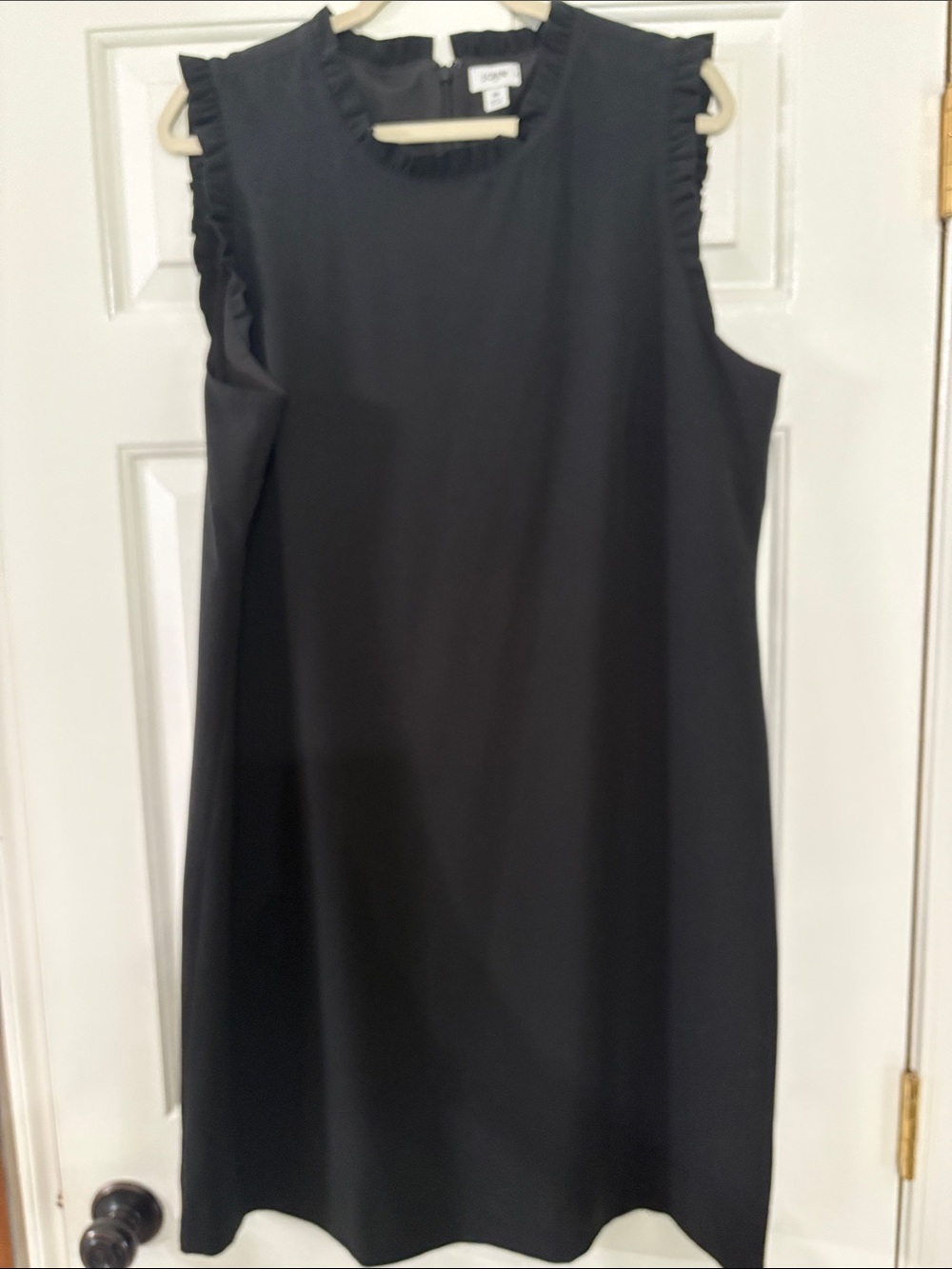 J.Crew Black Sleeveless Ruffle-Trim Shift